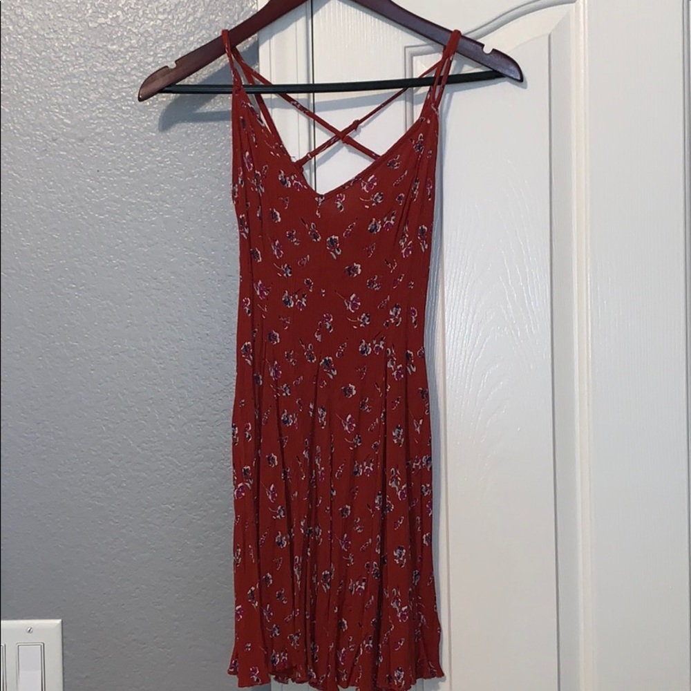 Red floral summer dress